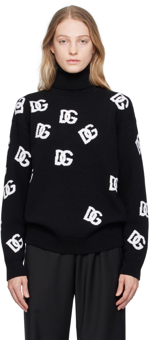 Cветр Dolce & Gabbana Black Jacquard Turtleneck чорний | FXI25T JBVX8