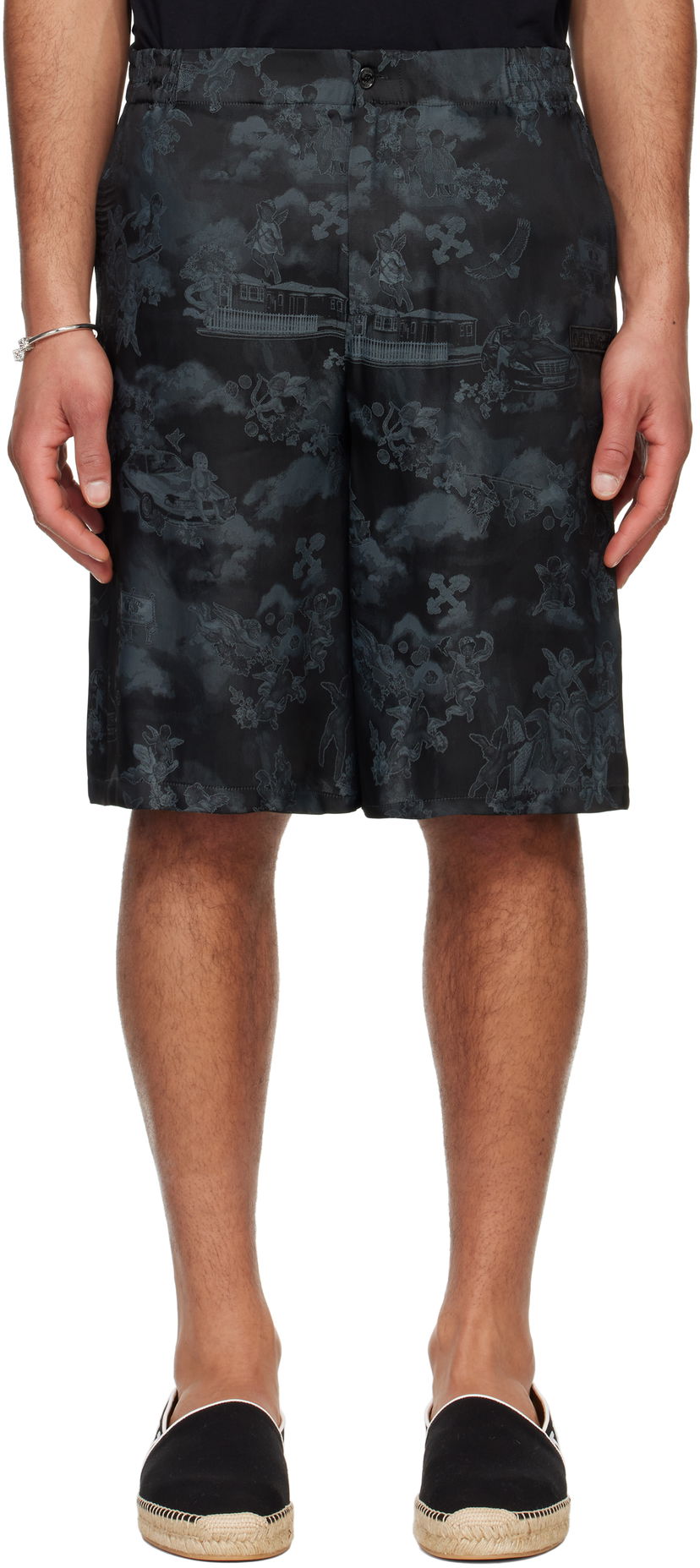 Шорти Off-White Off-White Jacquard Fresco Bowling Shorts чорний | OMCB092S25FAB0020200