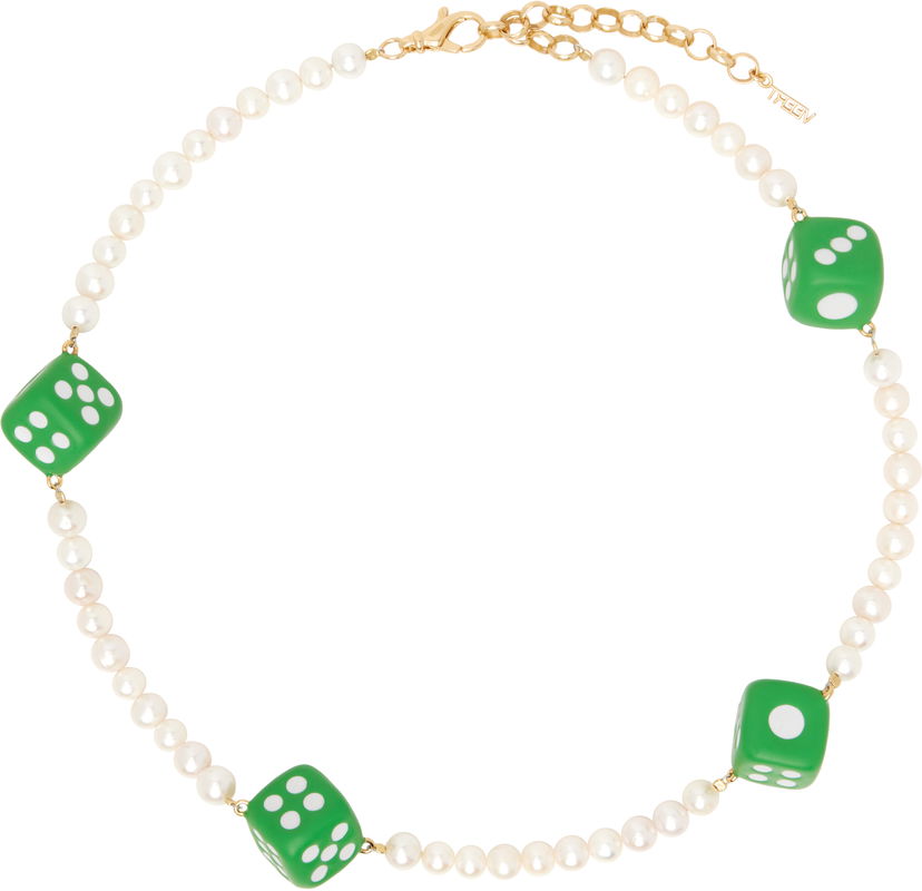 Кольє VEERT VEERT Pearl and Dice Necklace Зелений | CA07PL