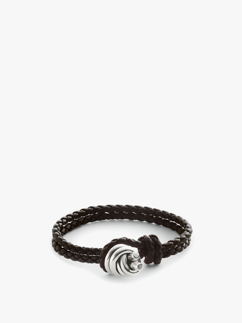 Браслет Bottega Veneta Braided Leather Bracelet Коричневий | 815938V507C1139
