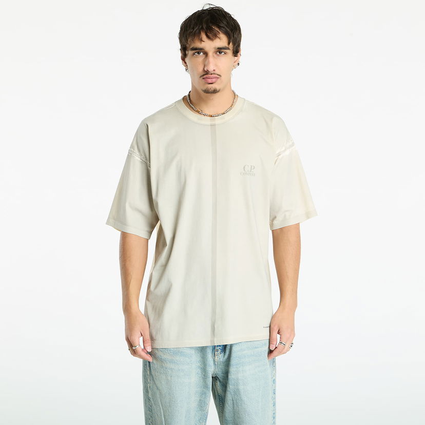 Футболка C.P. Company C.P. Company 24/1 Jersey Short Sleeve Printed Logo T-Shirt бежевий | 19CMTS231A005431P-402