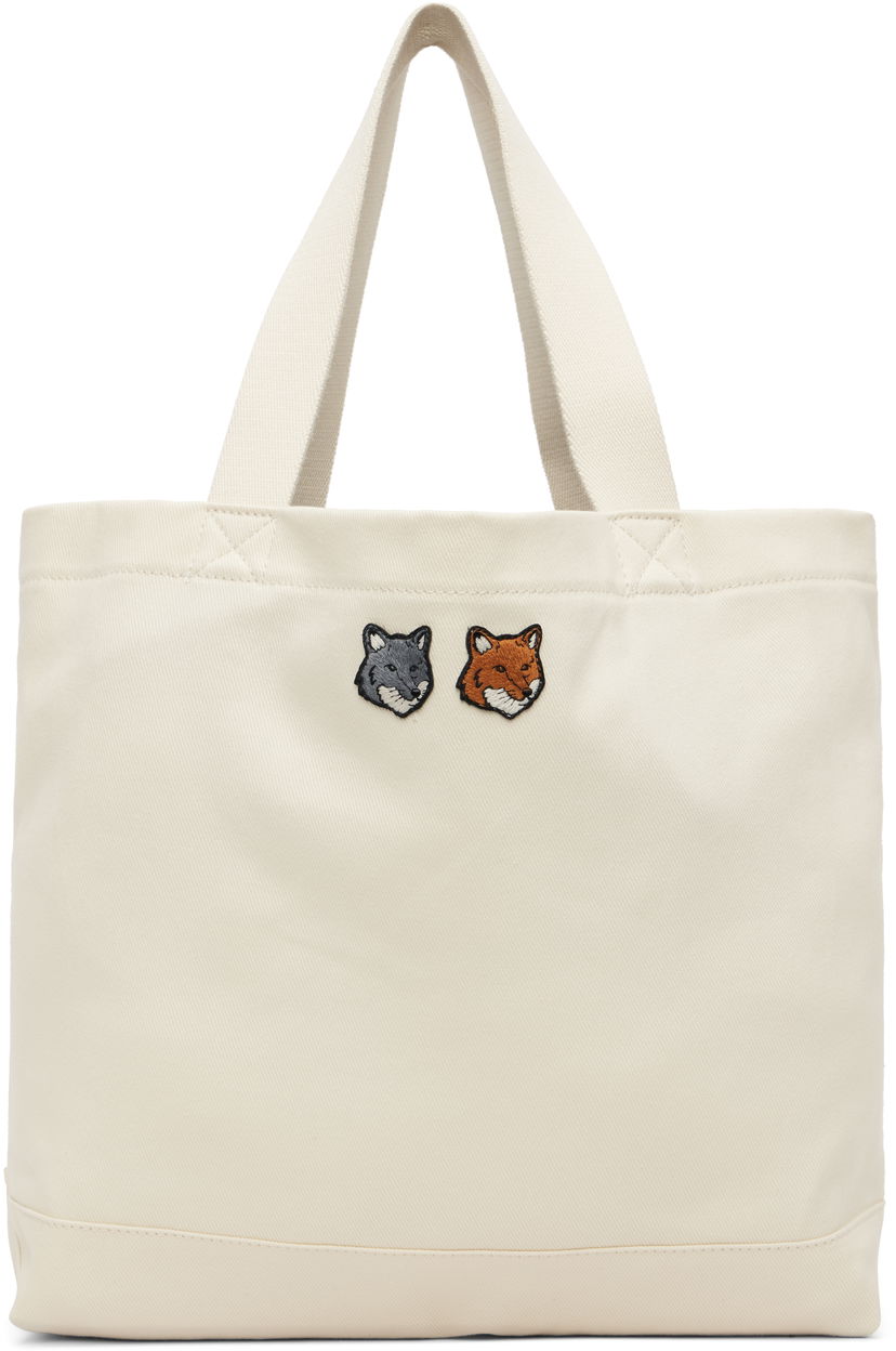 сумка-тоут MAISON KITSUNÉ Maison Kitsuné Double Fox Head Tote Bag білий | OW511CFWW0096