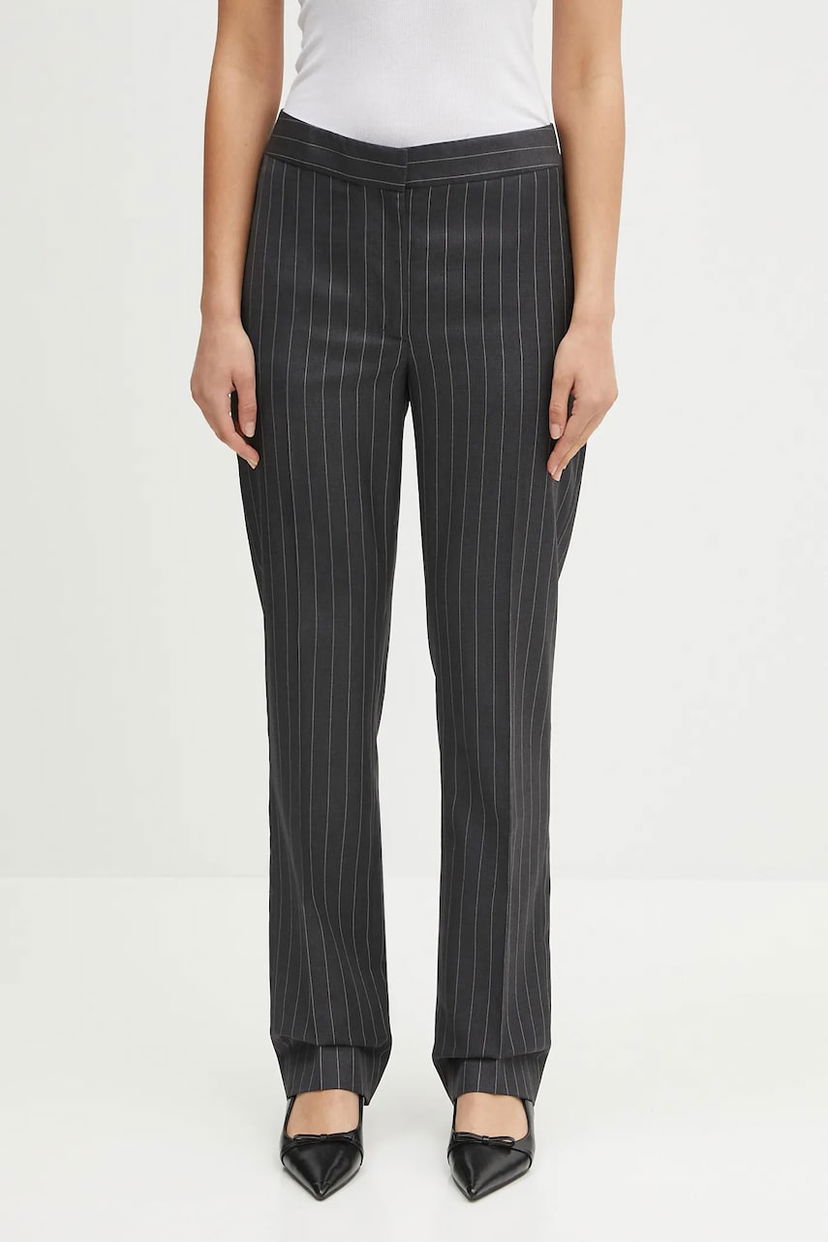 Штани JW Anderson JW Anderson Straight Leg Tailored High Waist Wool Trousers Сірий | TR0400.PG1695.945