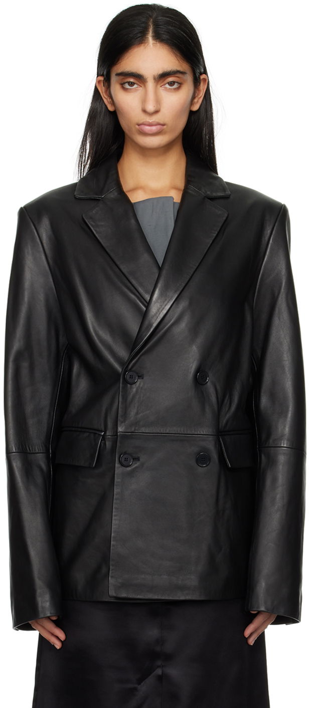 Куртка Loulou de Saison Loulou de Saison Davao Double-Breasted Leather Jacket чорний | DAVAO