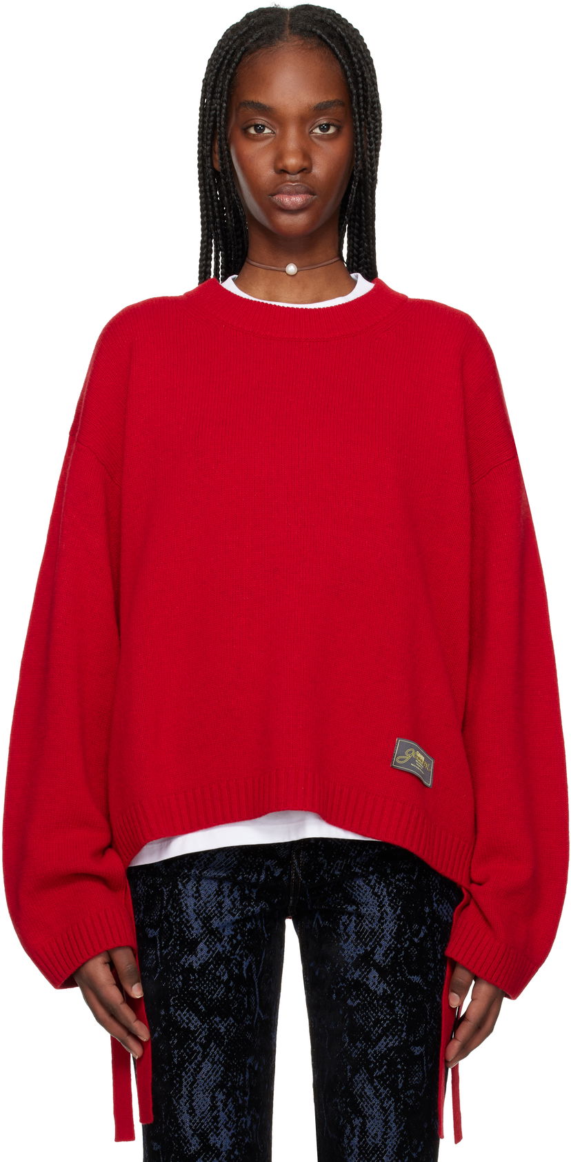 Cветр GANNI GANNI Future Wool Mix Oversized Sweater Червоний | K2477