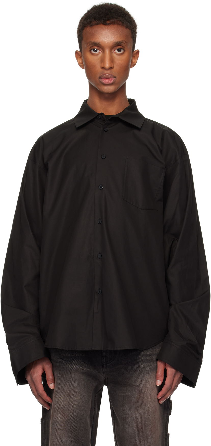 Сорочка We11done We11done Twisted Sleeve Shirt чорний | WD-SH3-24-110-U-BK