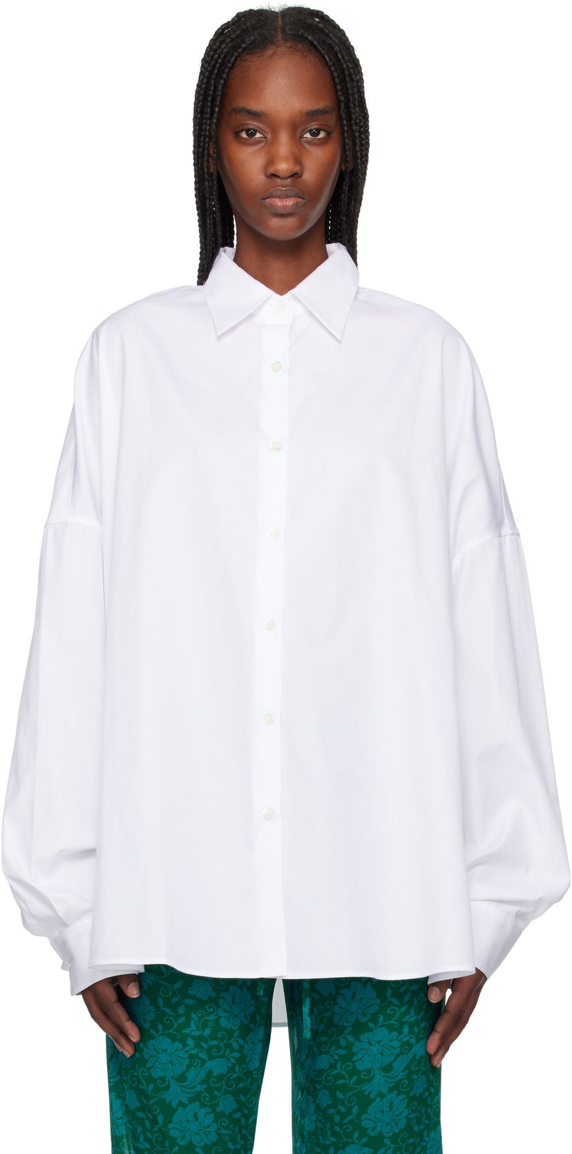 Сорочка Dries Van Noten Dries Van Noten Cotton Poplin Shirt білий | 251-010700-1466