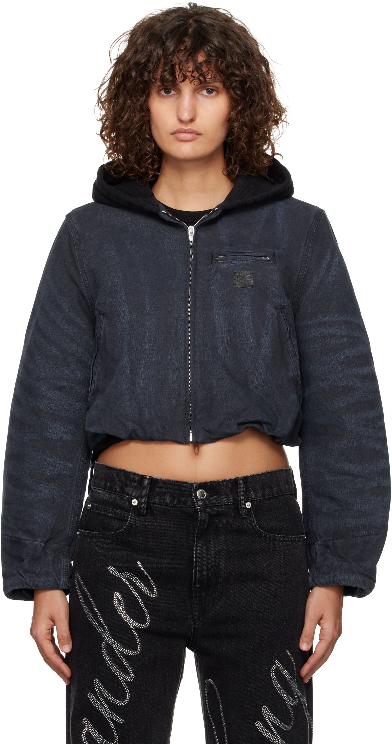 Куртка Alexander Wang Padded Cropped Hooded Jacket Синій | 4WC4242095, 0