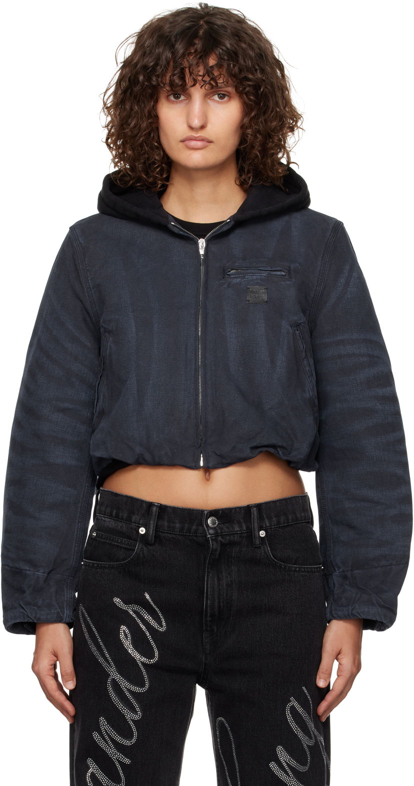 Куртка Alexander Wang Padded Cropped Hooded Jacket Синій | 4WC4242095