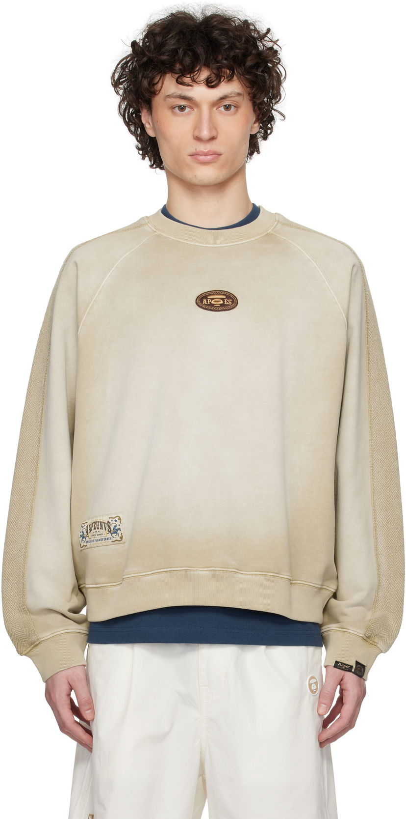Cветр AAPE by A Bathing Ape AAPE by A Bathing Ape Main Crewneck Sweatshirt бежевий | AAPSWMC320XXNBGX