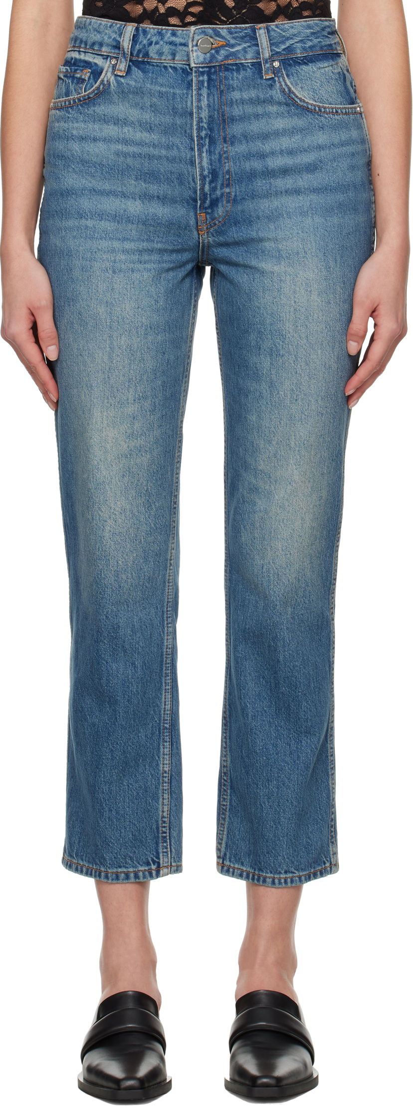 Джинси Anine Bing Anine Bing Vin Straight Leg Jeans Синій | A-06-10394-WHD26