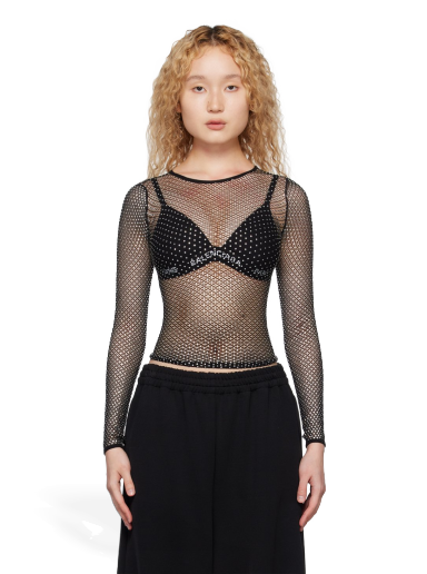Футболка Balenciaga Crystal Long Sleeve чорний | 744999 3D2B4