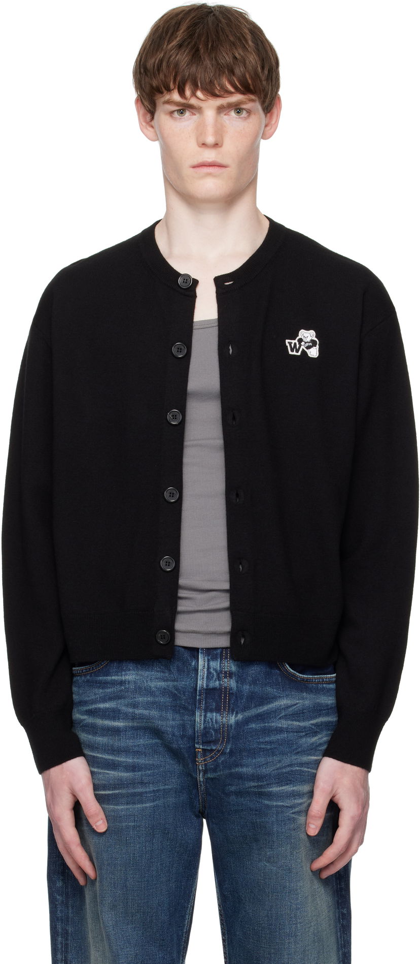 Cветр We11done We11done Teddy Logo Cardigan чорний | WD-KC2-25-611-U-BK
