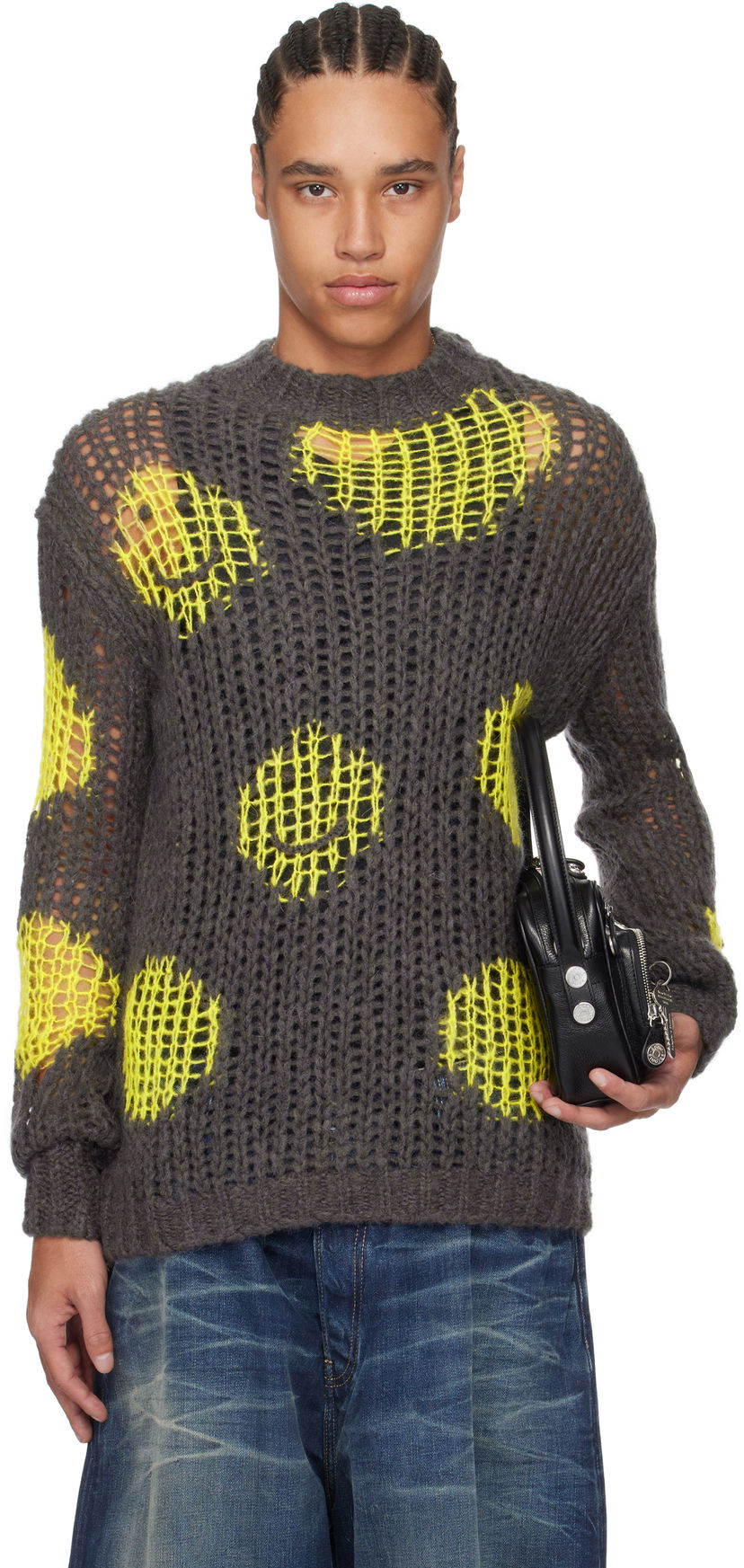 Cветр Acne Studios Acne Studios Embroidered Mohair Sweater Сірий | A60576-