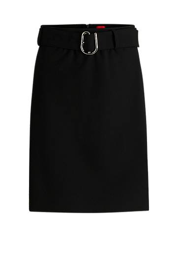 Спідниця BOSS Mini Skirt with Belt and Wrap-Style Front чорний | 50545768