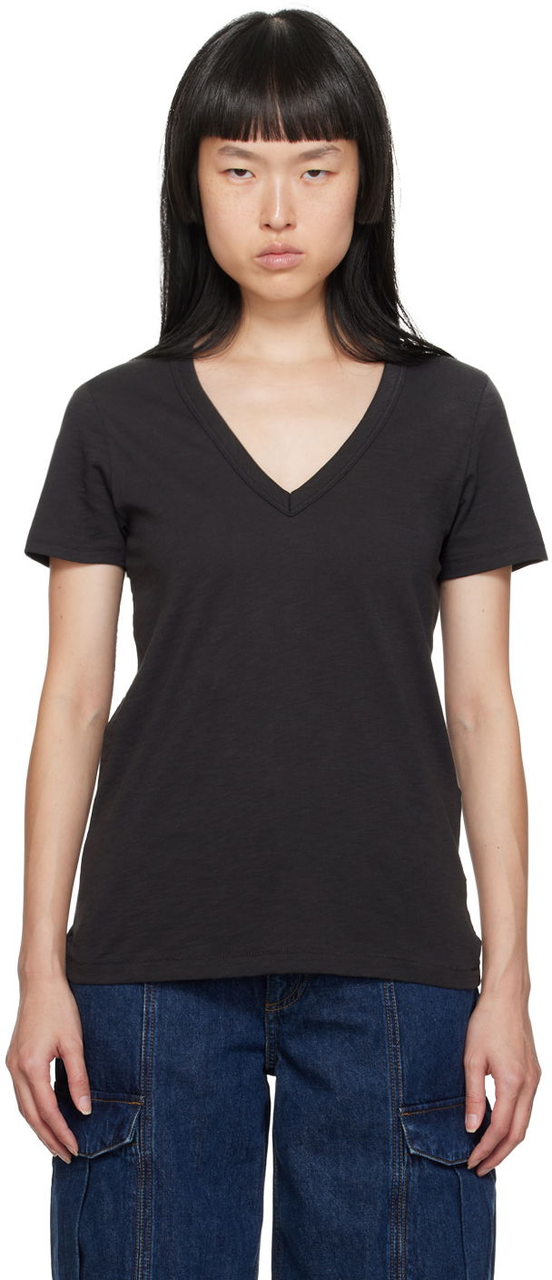Футболка rag & bone Rag & Bone 'The Slub' V-Neck T-Shirt чорний | W272C34CH
