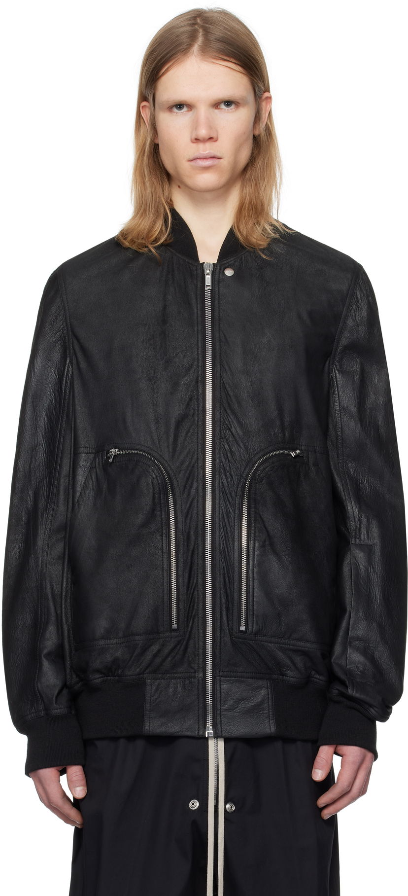 Куртка бомбер Rick Owens Rick Owens Hollywood Flight Leather Jacket чорний | RU01E5771 LBA
