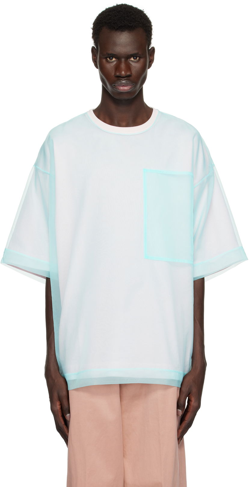 Футболка Dries Van Noten Dries Van Noten Layered Organza T-Shirt Синій | 251-021120-1603
