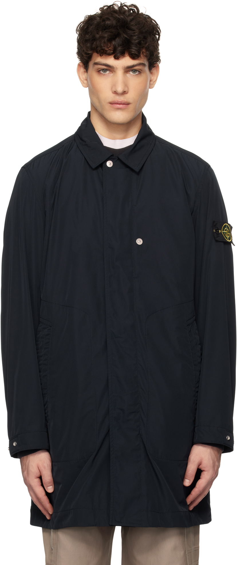 Дощовик Stone Island Stone Island Micro Twill Coat темно-синій | K1S15 7100009 S0026