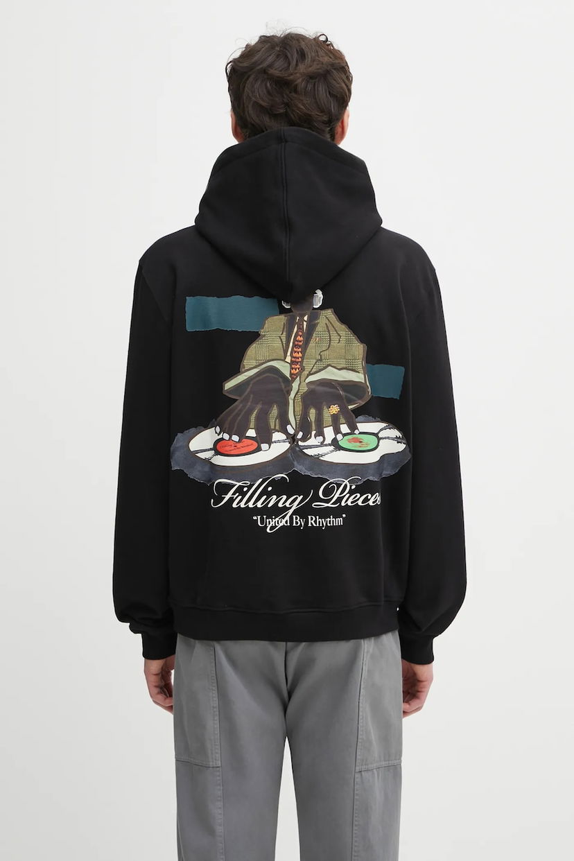 Світшоти Filling Pieces Hoodie DJ United By Rhythm Print чорний | 422532501241