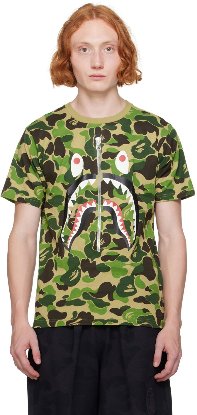 Футболка BAPE Green ABC Camo Shark T-Shirt Зелений | 001CSK301004M