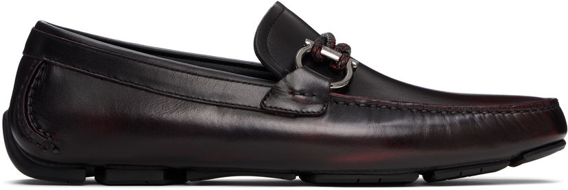 Кросівки та взуття FERRAGAMO Salvatore Ferragamo Gancini Ornament Driver Loafers Бордовий | 778845