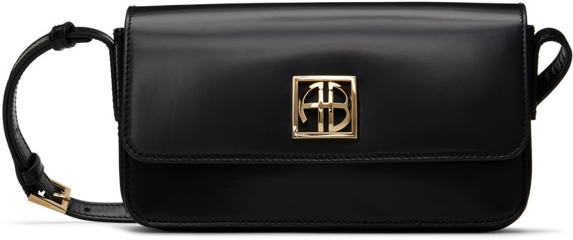 Сумка Anine Bing Black Leather Crossbody Bag with Logo Plaque чорний | A-13-10242-050