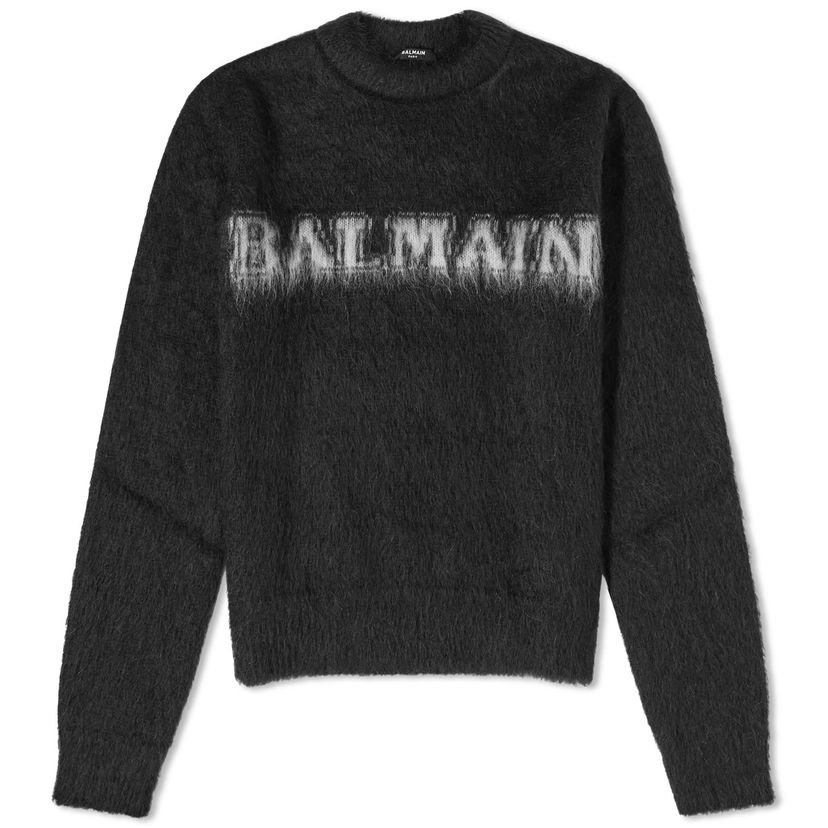 Cветр Balmain Balmain Brushed Mohair Logo Pullover Jumper чорний | BF0KD025KF38-EAB