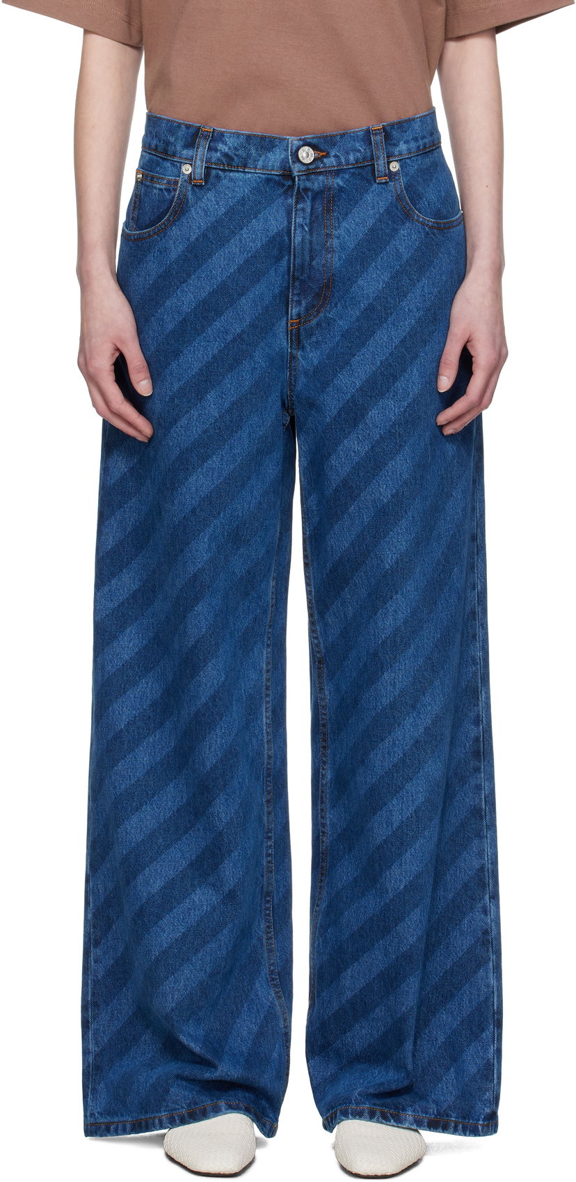 Джинси Marni Marni Wide Leg Diagonal Stripe Jeans Синій | PAJD0432A0 USCX36