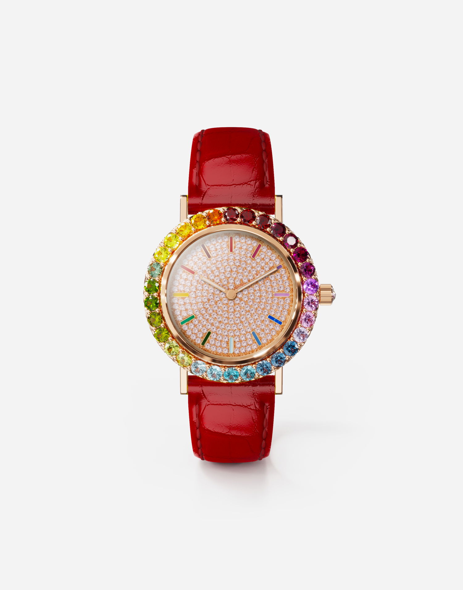 Годинник Dolce & Gabbana Dolce & Gabbana Iris Rose Gold Watch with Multi-Colored Gems and Diamonds Червоний | WWLB2GXA0XAR3723, 0