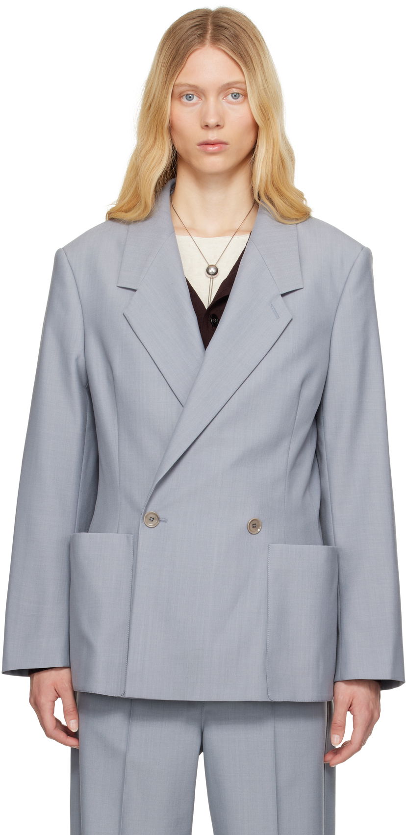 Куртка LEMAIRE Lemaire Double-Breasted Tailored Blazer Сірий | JA1073 LF414