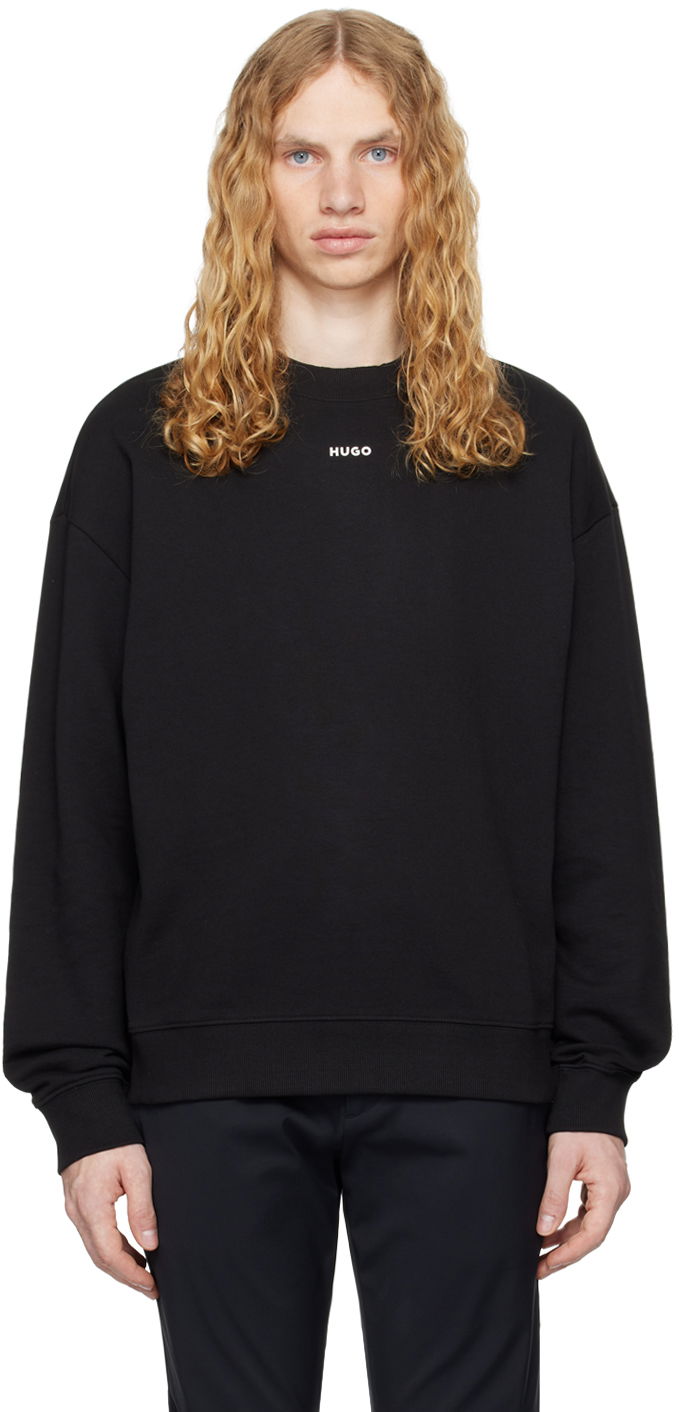 Cветр BOSS Cotton-Terry Logo Sweater чорний | 50525892