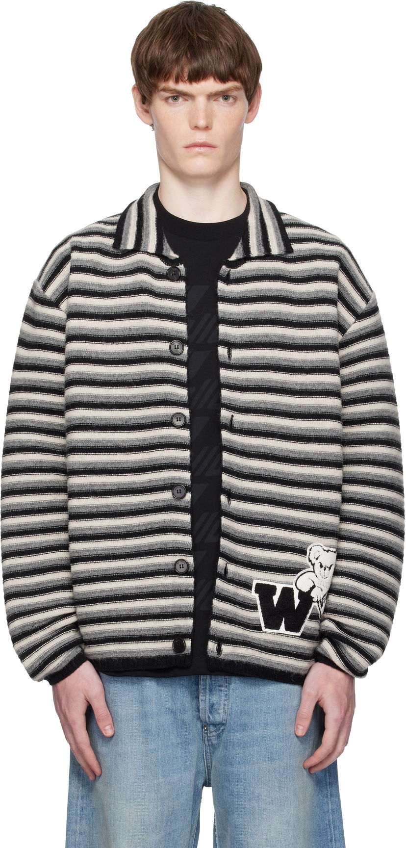 Cветр We11done We11done Stripe Embroidered Cardigan Різнокольоровий | WD-KC2-25-620-U-BK