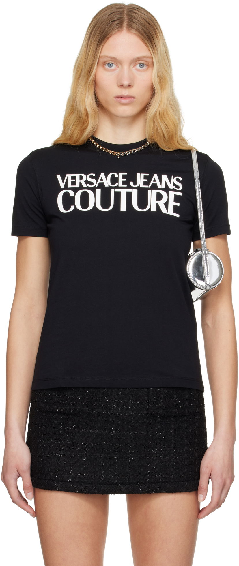 Футболка Versace Versace Jeans Couture Screen-Printed T-Shirt чорний | E78HAHE05_ECJ00E
