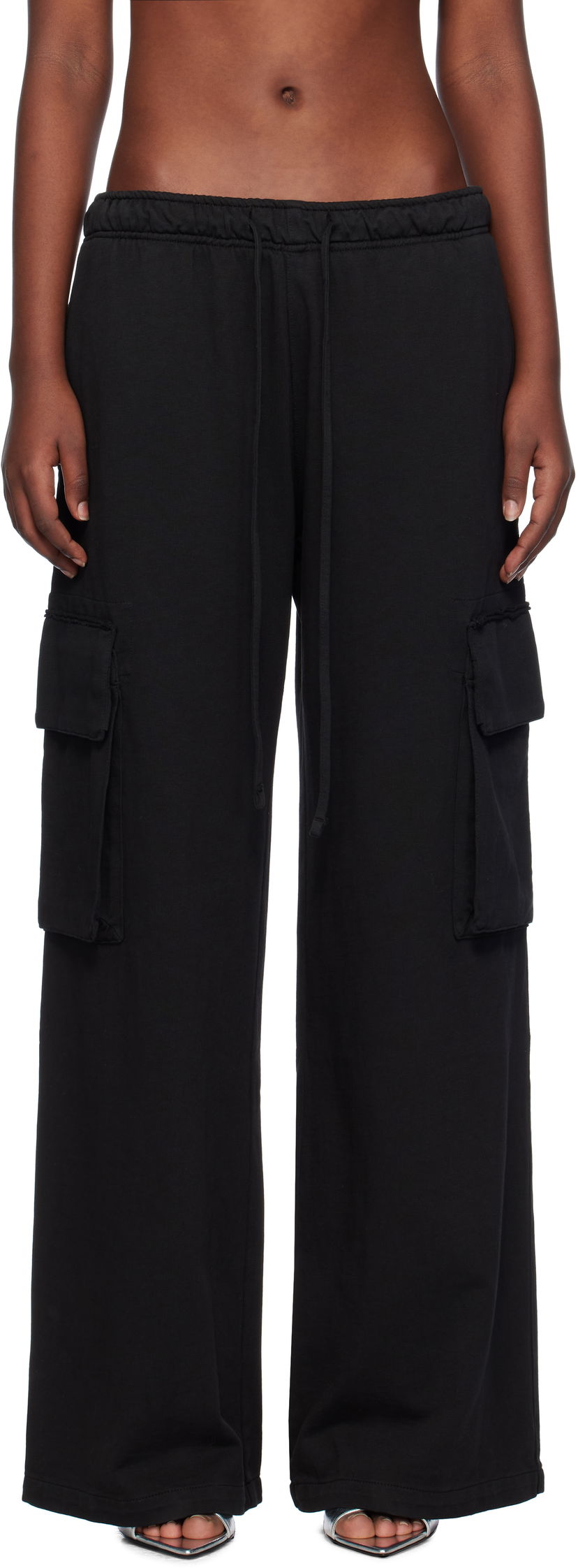 Штани карго Palm Angels Cargo Pants Drawstring чорний | PWCF016F24FAB0021010