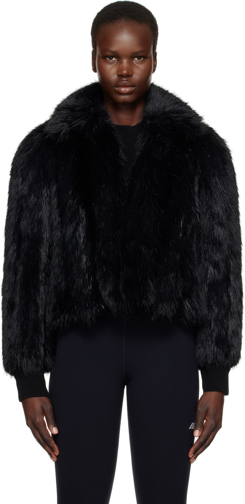 Куртка бомбер Balenciaga Faux-Fur Cropped Jacket чорний | 790841 TPQ23