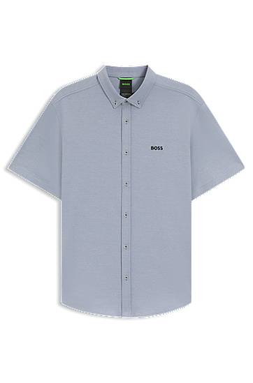 Сорочка BOSS Regular-Fit Cotton Jersey Shirt Синій | 50544784