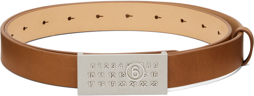 Ремені Maison Margiela MM6 Maison Margiela Numeric Leather Belt Коричневий | SA6TP0010P8328