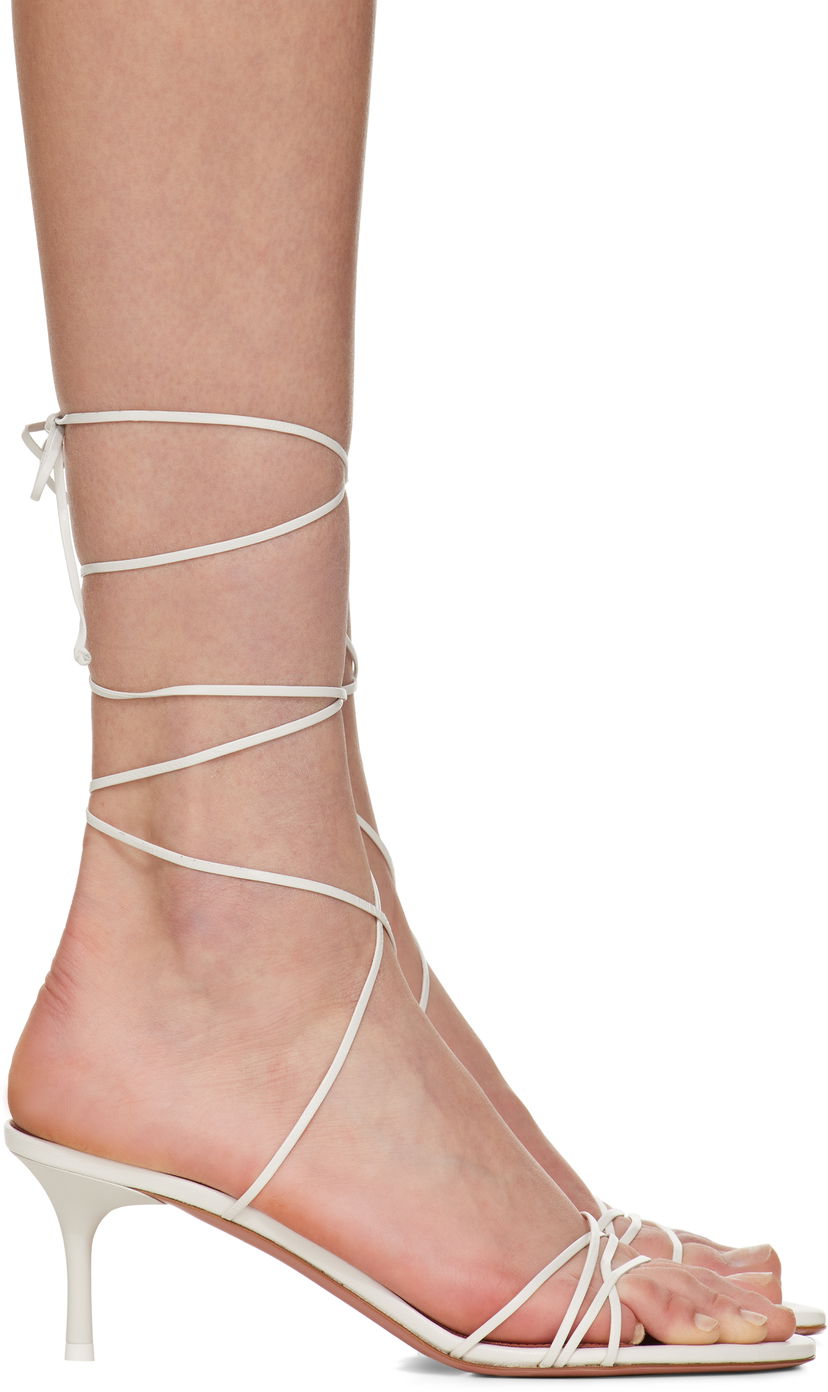 Аксесуари Amina Muaddi Amina Muaddi Lori Lace Up Heeled Sandals білий | LORI LACE UP 60