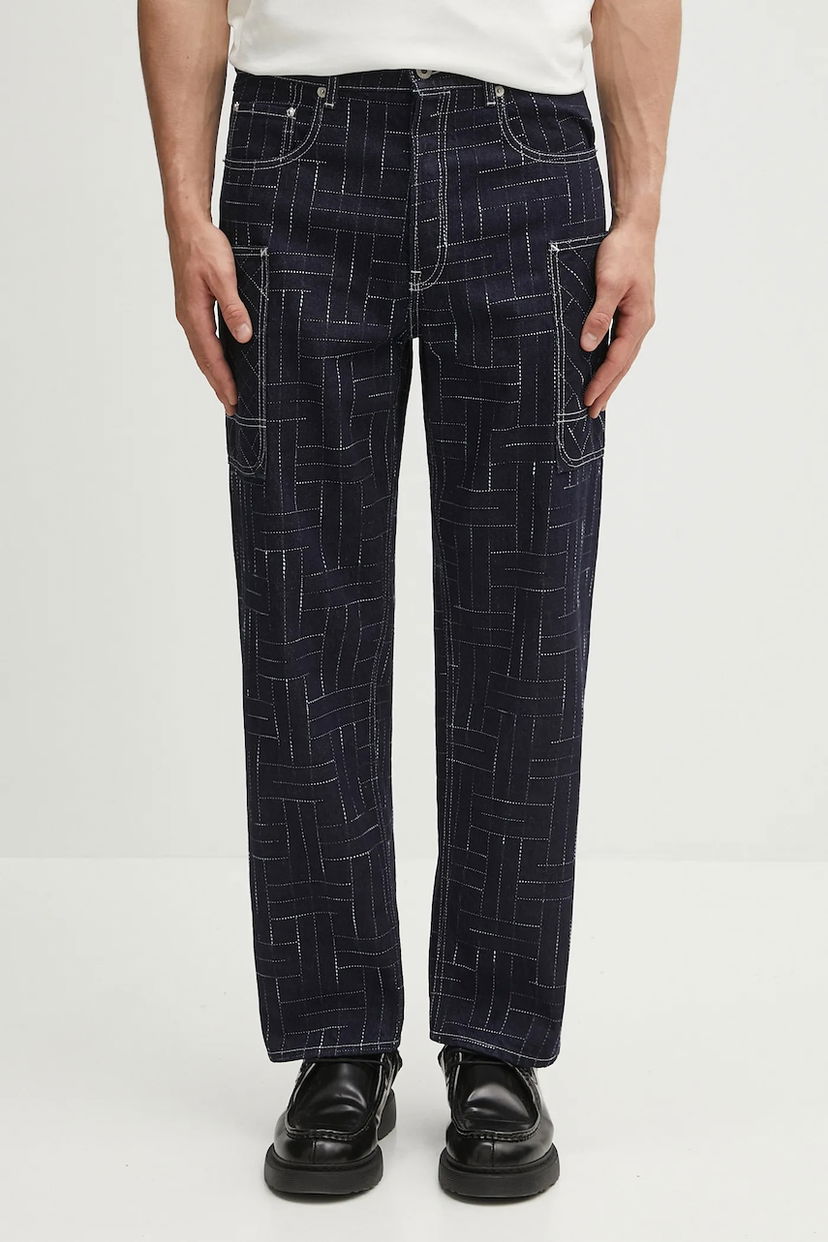 Штани карго KENZO Kenzo Weave Cargo Monkey Fit Pants темно-синій | FF65DP4086V1