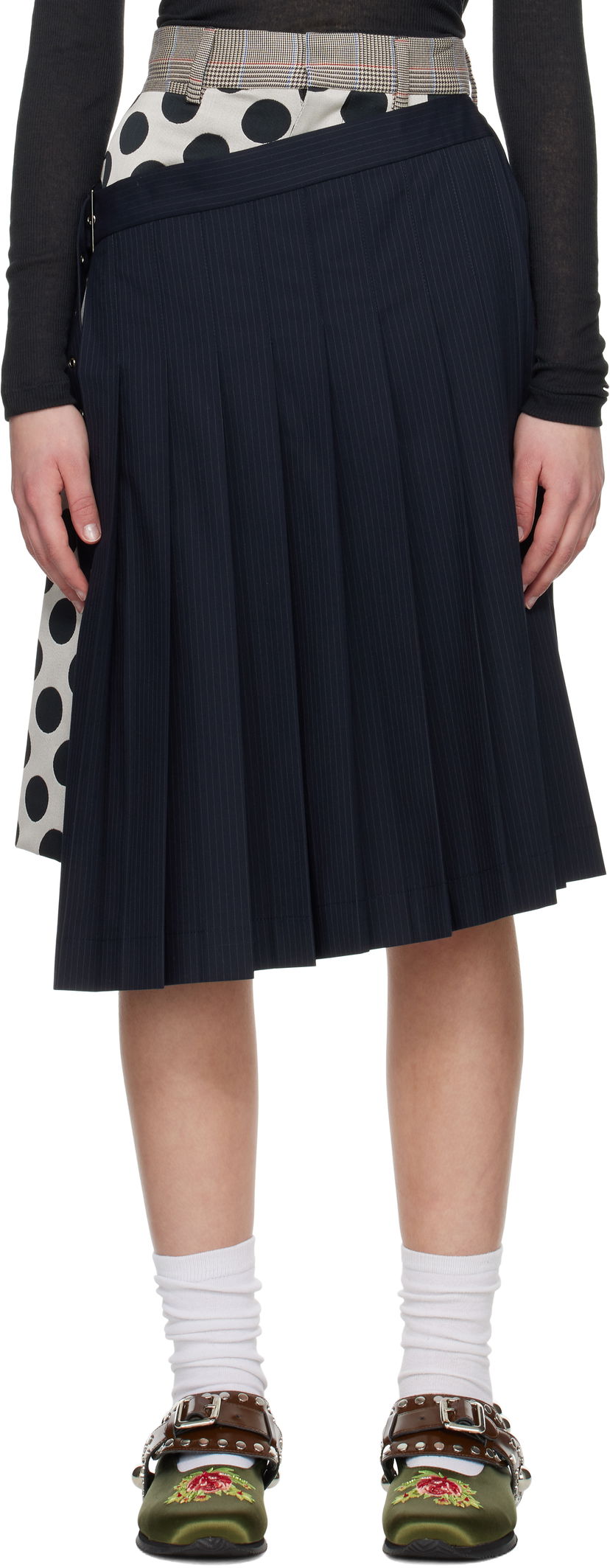Спідниця Charles Jeffrey Loverboy Charles Jeffrey LOVERBOY Waisted Pleated Asymmetrical Skort темно-синій | 54040402