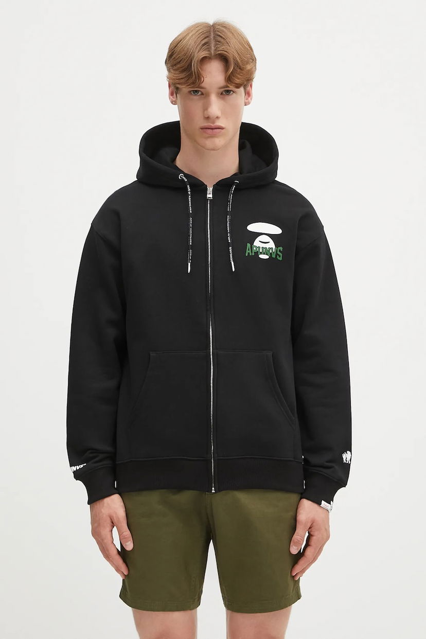 Світшоти AAPE by A Bathing Ape AAPE By A Bathing Ape Basic Zip Up Hoodie чорний | AAPSWMB343XXN