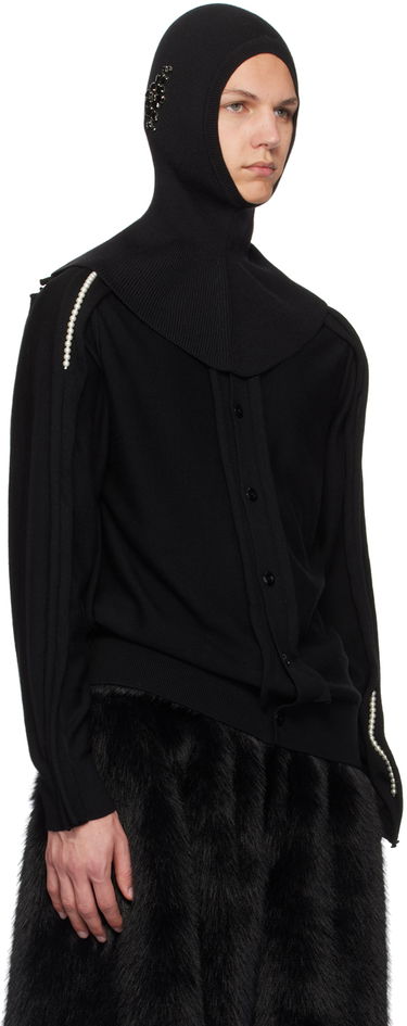 Шапка Simone Rocha Simone Rocha Merino Silk Knit Balaclava with Crystal Embellishments чорний | KMK5MB 0647, 3