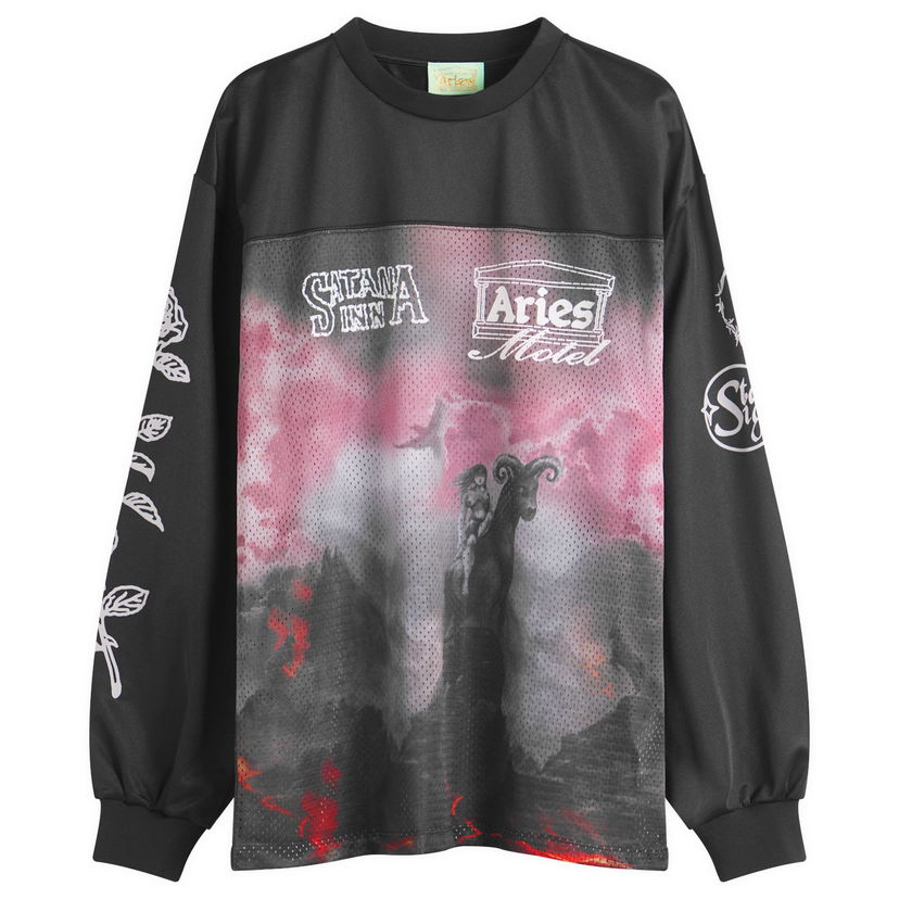 Футболка Aries Ramscape Airtex Long Sleeve T-Shirt чорний | AR40050-MUL
