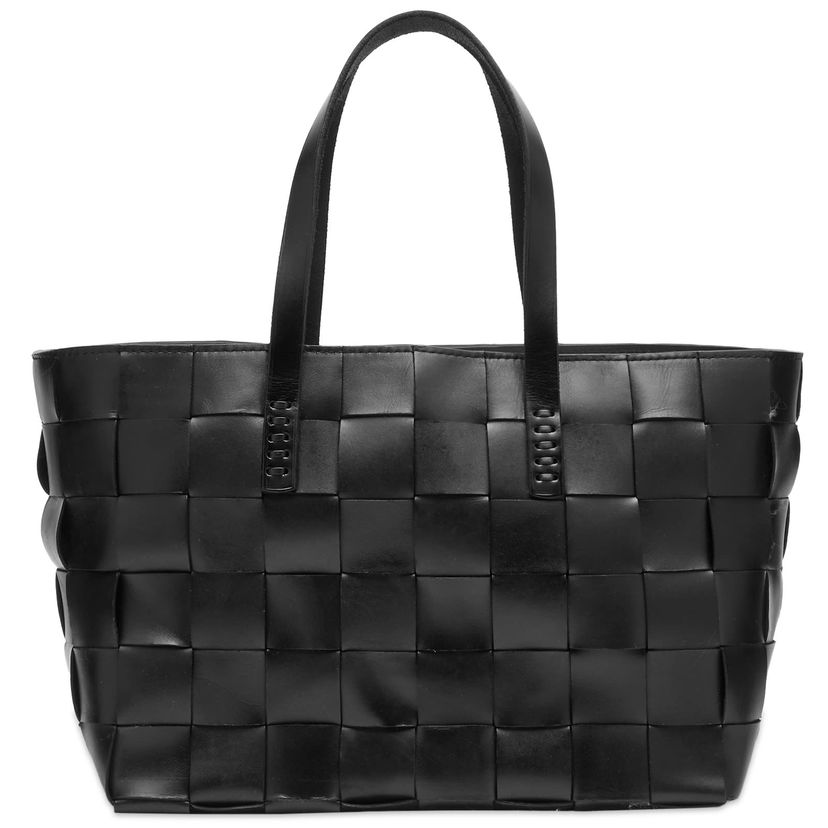 сумка-тоут Dragon Diffusion Black Leather Woven Tote Bag чорний | 8151-BLACK
