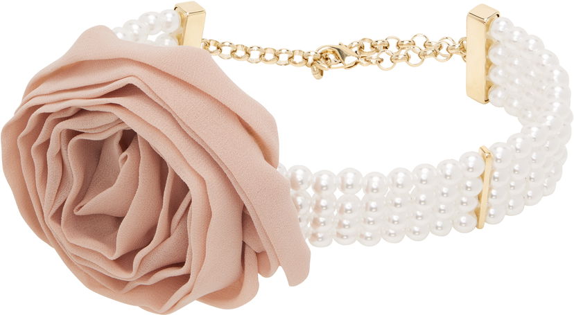 Кольє Blumarine Blumarine Faux-Pearl and 3D Rose Choker Металік | P522W331A