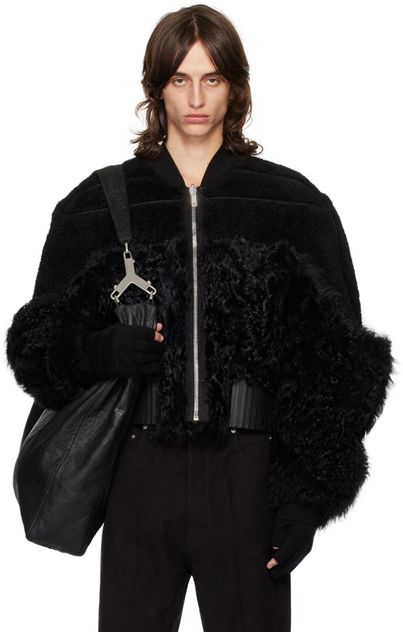 Куртка бомбер Rick Owens Rick Owens Porterville Girdered Reversible Shearling Bomber Jacket чорний | RU02D6792 LSHMTR