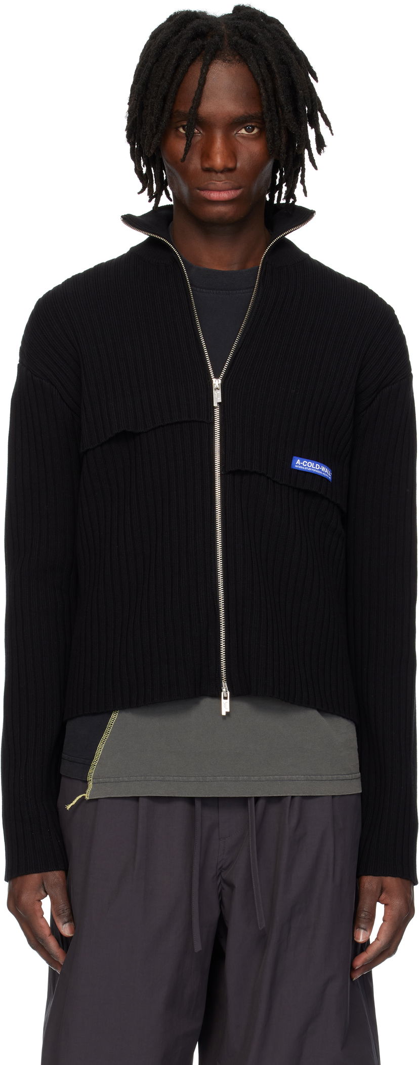 Cветр A-COLD-WALL* A-COLD-WALL* Panel Knit Zip-Up Jacket чорний | ACWMK191