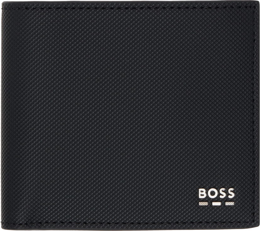 Гаманець BOSS Bi-Fold Textured Leather Wallet чорний | 50536078