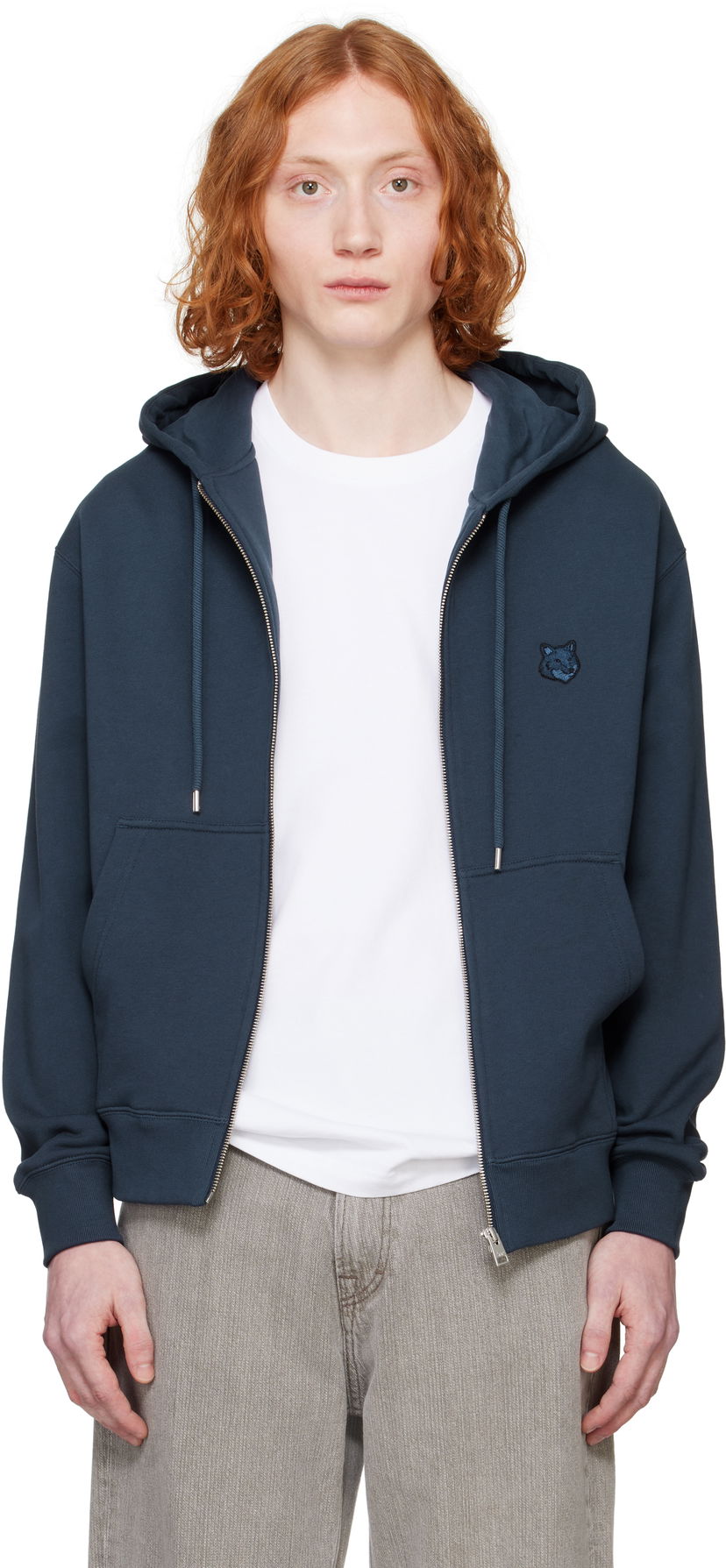 Світшоти MAISON KITSUNÉ Maison Kitsuné Fox Head Zip Hoodie темно-синій | MM00714KM0321